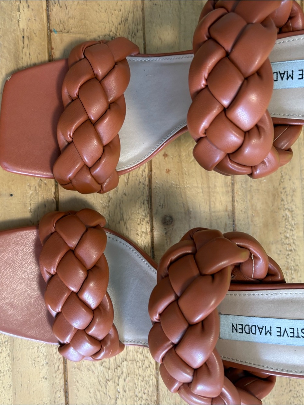 Steve Madden Braided Double-Strap Slides - Terracotta